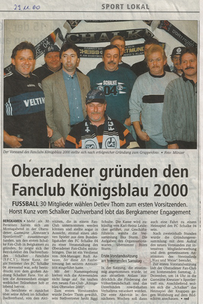 Oberadener gründen den Fanclub Königsblau 2000